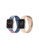 Unisex Light Blue Floral and Light Pink 2-Pack Replacement Band for Apple Watch, 42mm