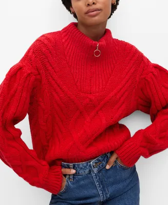Mango Women's Zip Knit Sweater