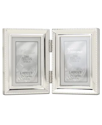 Metal Double Picture Frame with Inner Beading, 2.5" x 3.5" - Silver