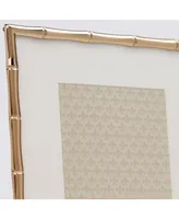 High Quality Polished Cast Metal Picture Frame - Bamboo Design with Mat for, 8" x 10" - Gold