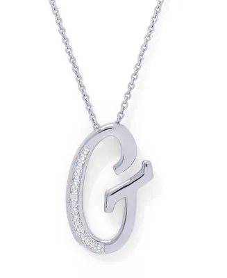 Diamond Accent Initial Pendant Necklace 18" in Silver Plate