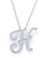 Diamond Accent Initial Pendant Necklace 18" in Silver Plate