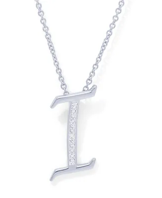 Diamond Accent Initial Pendant Necklace 18" in Silver Plate