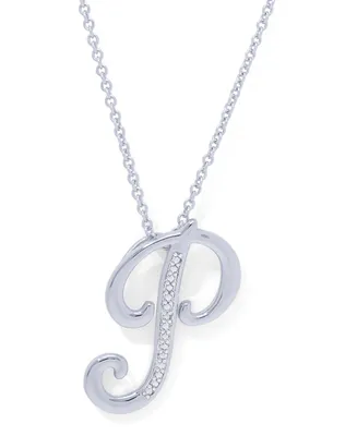 Diamond Accent Initial Pendant Necklace 18" in Silver Plate