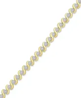 Diamond Accent "S" Link Bracelet Silver Plate, Rose Gold or Plate