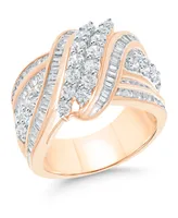 Diamond Double-Row Center Ring (2 ct. t.w.) 14K Gold , White or Rose