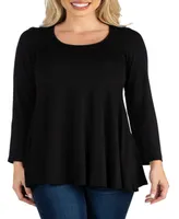 Women's Long Sleeve Swing Style Flared Tunic Top