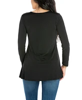 Women's Flared Long Sleeve Henley Tunic Top