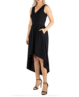 Women's Sleeveless Fit and Flare High Low Dress