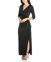 Women's Fitted V-Neck Side Slit Maxi Dress