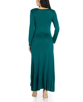 24seven Comfort Apparel Women's Long Sleeve T-Shirt Maxi Dress