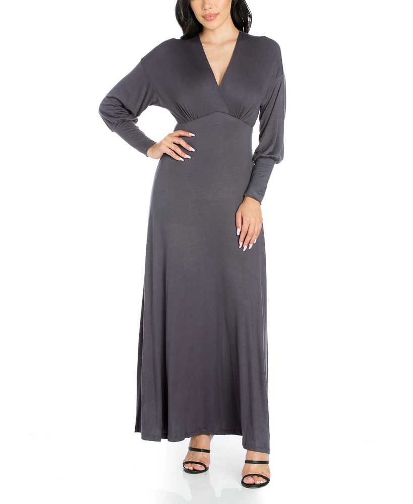 24seven Comfort Apparel Women's Formal Long Sleeve Maxi Dress