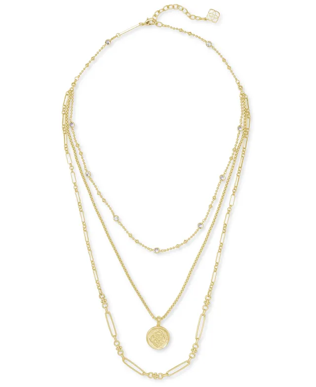 Lucky Brand Two-Tone Color Stone & Mother-of-Pearl Daisy Beaded Layered  Lariat Necklace, 15-1/4