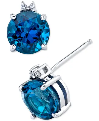 Blue Topaz (3-3/4 ct. t.w.) & Diamond Accent Stud Earrings in Sterling Silver