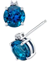 Blue Topaz (3-3/4 ct. t.w.) & Diamond Accent Stud Earrings in Sterling Silver