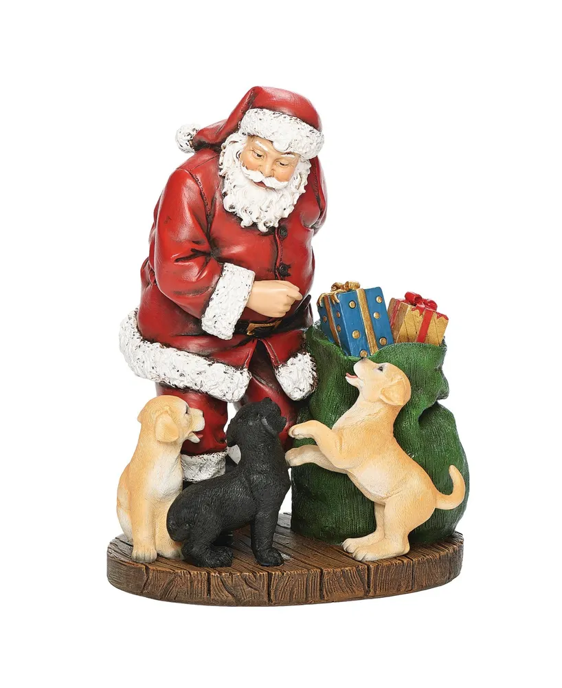 7" H Santa with Puppies Presents