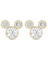 Disney Children's Cubic Zirconia Birthstone Mickey Mouse Stud Earrings 14k Gold