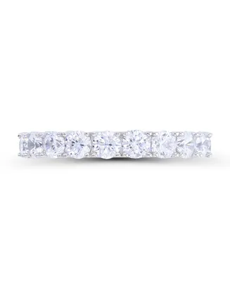 Cubic Zirconia and Blue Spinel Round Baguette Eternity Ring