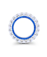 Cubic Zirconia and Blue Spinel Round Baguette Eternity Ring