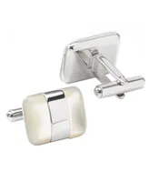 Men's Silver Wrapped Mother of Pearl Cufflinks