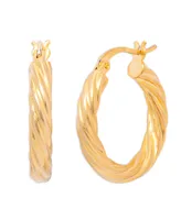 Diamond Accent Round Stud and Twist Hoop Earring Set in Gold Plate