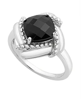 Onyx Box Set (Pendant, Earrings & Ring) in Sterling Silver