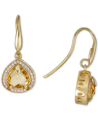 Citrine (4 ct. t.w.) & White Topaz (5/8 ct. t.w.) Drop Earrings in 14k Gold-Plated Sterling Silver