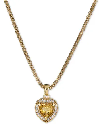 Citrine (5/8 ct. t.w.) & White Topaz (1/4 ct. t.w.) Heart Pendant Necklace in 14k Gold-Plated Sterling Silver, 17" + 1" extender (Also in Citrine)