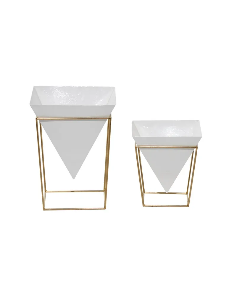 Geometric Planters with Metal Base, Set of 2
