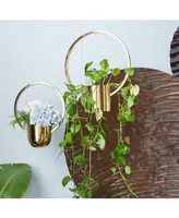 Round Metal Ring Wall Planter, Set of 2 - Gold