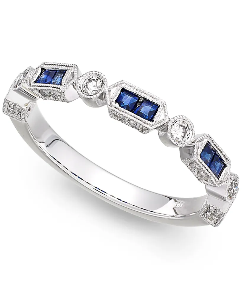 14k White Gold Sapphire (1/3 ct. t.w.) and Diamond (1/5 Alternating Ring