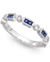 14k White Gold Sapphire (1/3 ct. t.w.) and Diamond (1/5 Alternating Ring