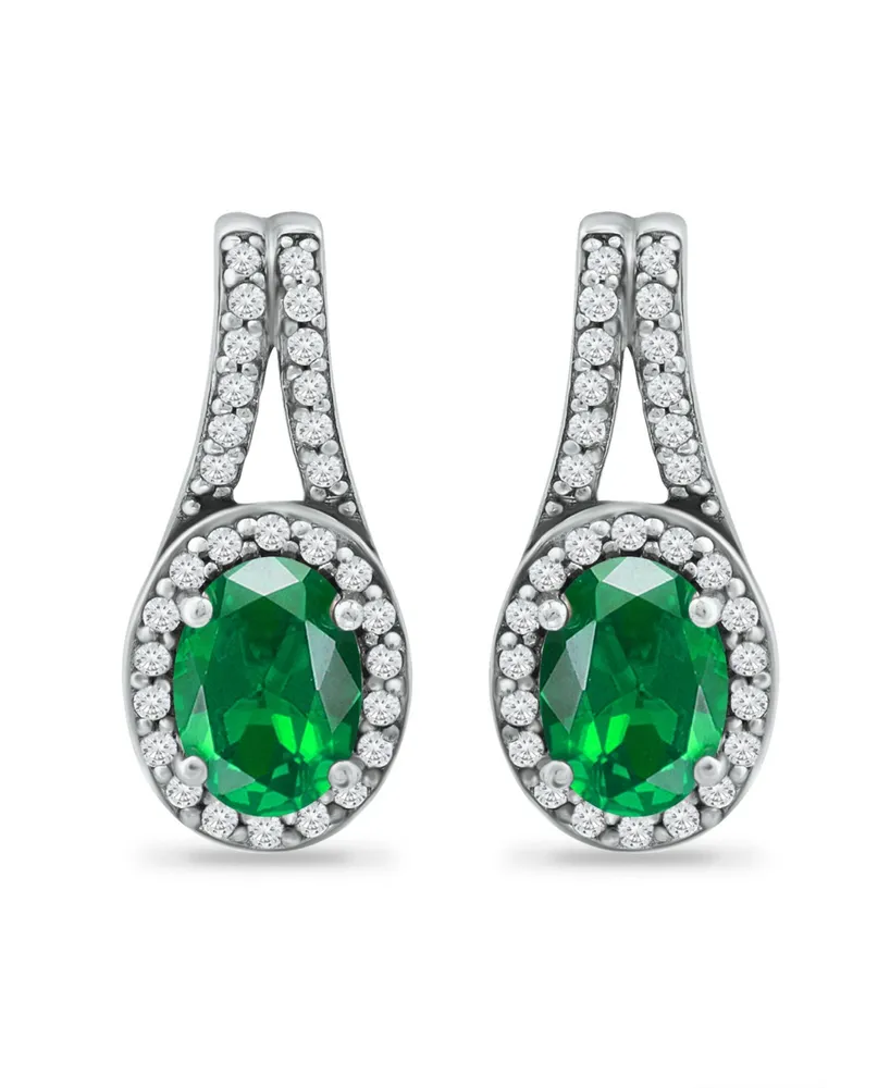 Giani Bernini Created Green Quartz and Cubic Zirconia Halo Earrings