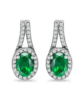 Giani Bernini Created Green Quartz and Cubic Zirconia Halo Earrings