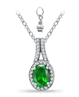 Giani Bernini Created Green Quartz and Cubic Zirconia Halo Pendant