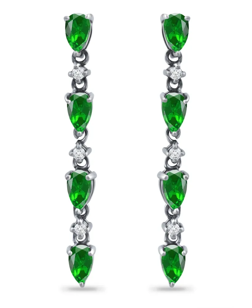 Giani Bernini Created Green Quartz and Cubic Zirconia Linear Drop Earrings