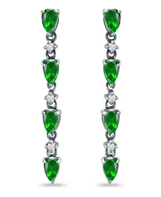 Giani Bernini Created Green Quartz and Cubic Zirconia Linear Drop Earrings