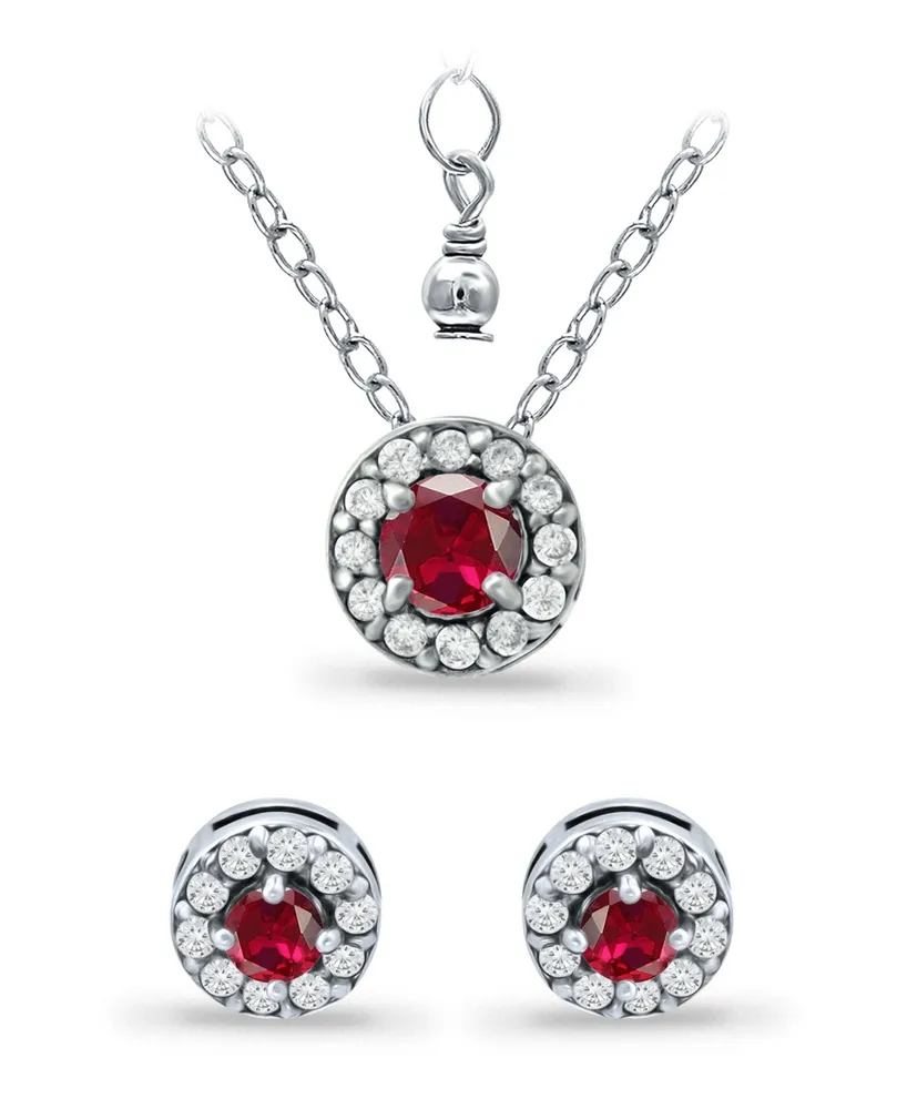 Giani Bernini Created Ruby and Cubic Zirconia Halo Pendant Earring Set, 3 Piece