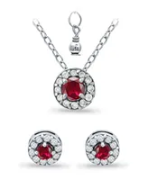 Giani Bernini Created Ruby and Cubic Zirconia Halo Pendant Earring Set, 3 Piece