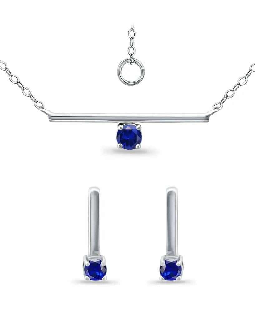 Giani Bernini Simulated Blue Sapphire Bar Pendant and Earring Set, 3 Piece