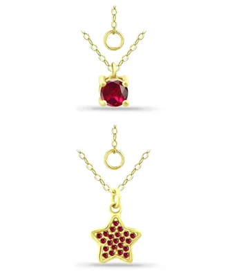 Giani Bernini Lab Grown Ruby Star and Round Pendant Set, 2 Piece