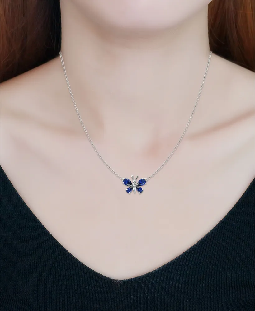 Giani Bernini Simulated Blue Sapphire Butterfly Necklace