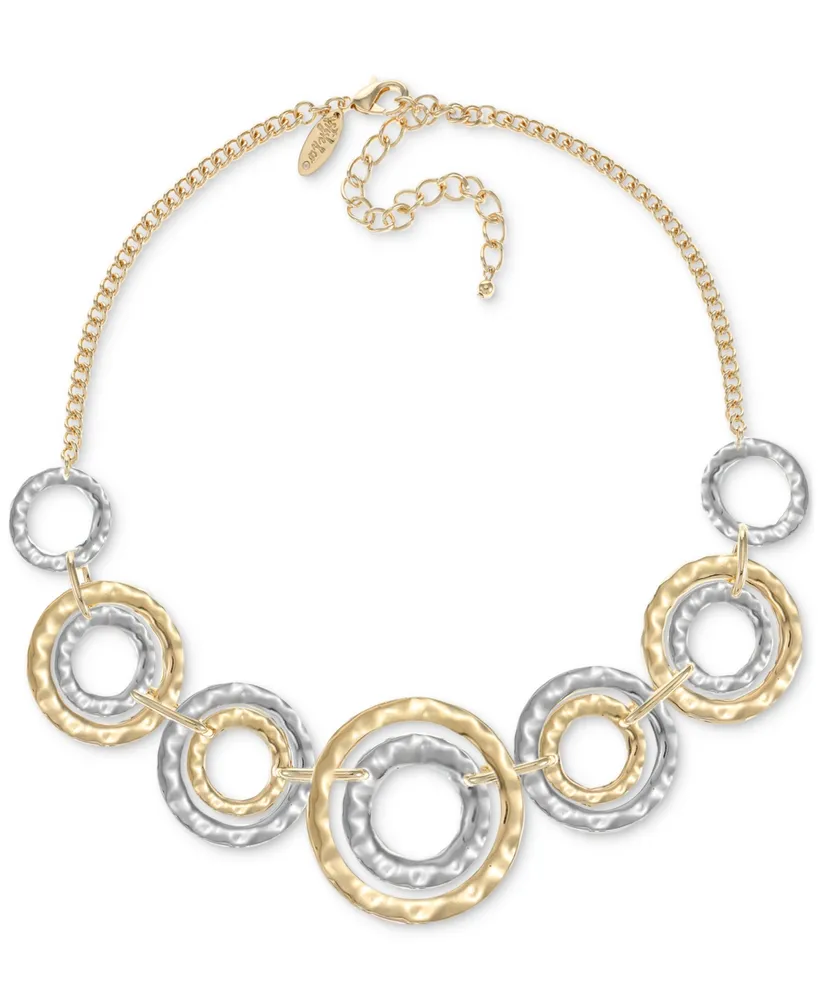 Style & Co Two-Tone Hammered Link Statement Necklace, 18" + 3" extender, Exclusively at Macy's