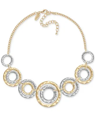 Style & Co Two-Tone Hammered Link Statement Necklace, 18" + 3" extender, Created for Macy's