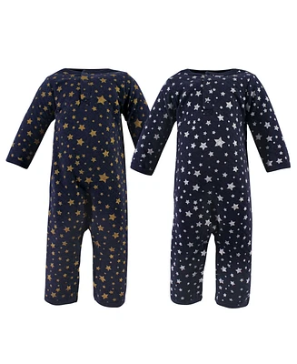 Hudson Baby Boys Premium Quilted Coveralls 2pk, Metallic Stars