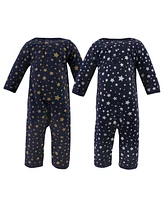 Hudson Baby Boys Premium Quilted Coveralls 2pk, Metallic Stars