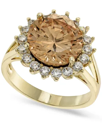 Charter Club Gold-Plate Cubic Zirconia Split Halo Ring, Created for Macy's