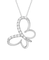 Diamond Butterfly Pendant Necklace (1/10 ct. t.w.) In Sterling Silver