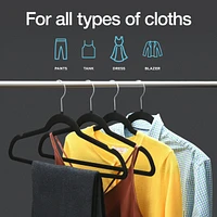 50-pack Velvet Hanger Ultra-Thin - 360 Degree Swivel Hook Black Hangers with Clips - Non-slip Hangers for Skirts and Pants Hangers