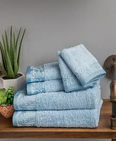 Superior Wisteria Floral Embroidered Jacquard Border Cotton 6 Piece Bath Towel Set